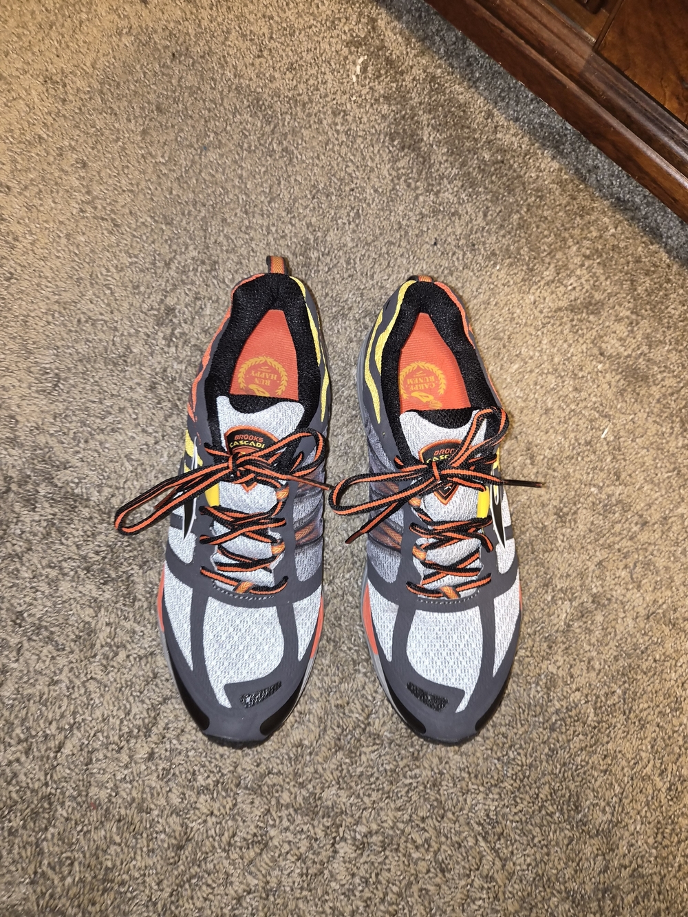 Brooks Cascadia Men's Athletic Shoes in Gray with Orange & Yellow Accents
